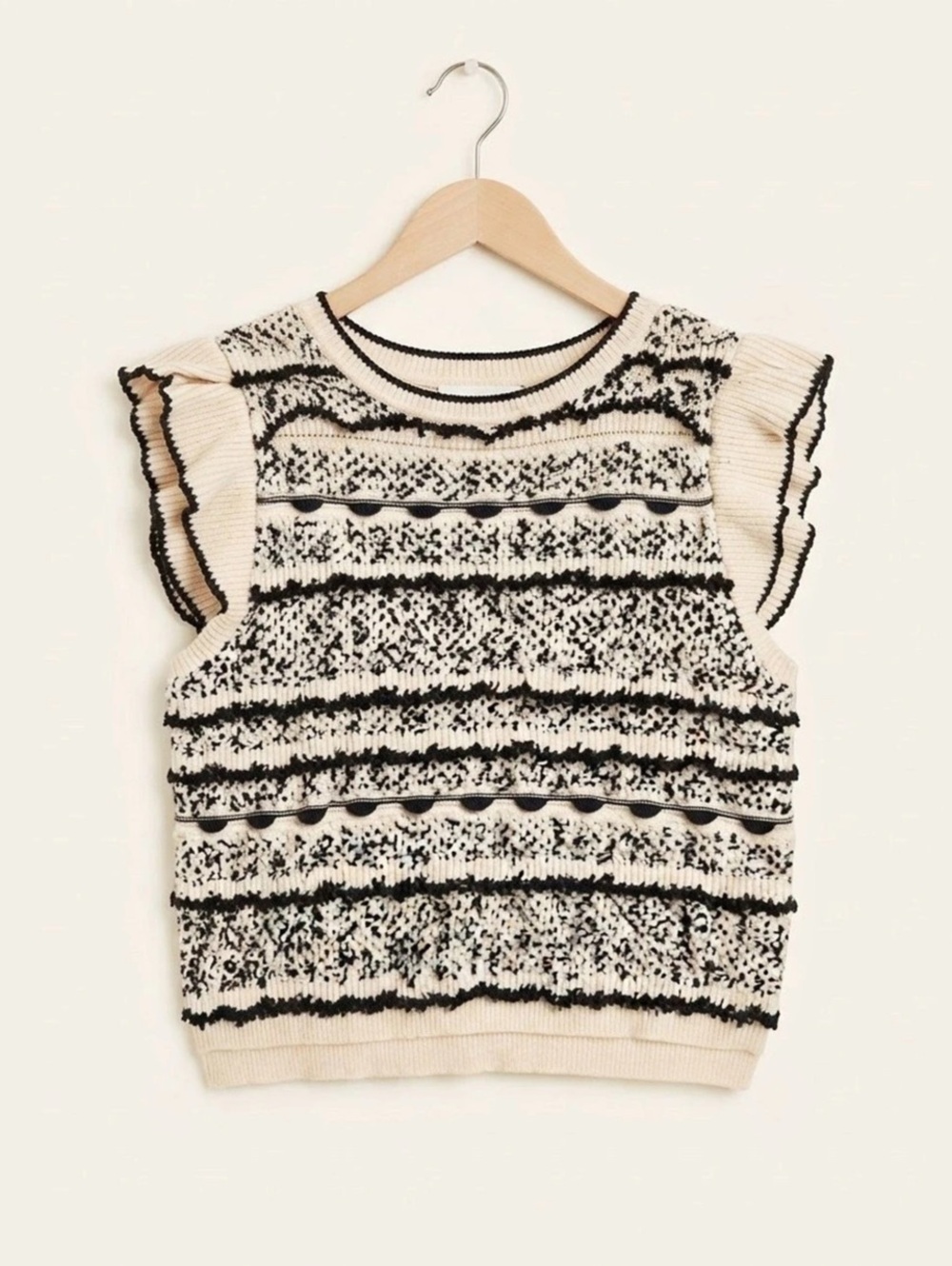 Anthropologie Striped Sweater Vest in Cream & Black